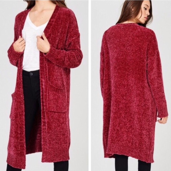 ✨New Item-Red Wine Chenille Cardigan-Risk Sell Out - Picture 2 of 2